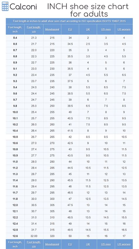 cartolina size in inches|Shoe Size Converter Charts.